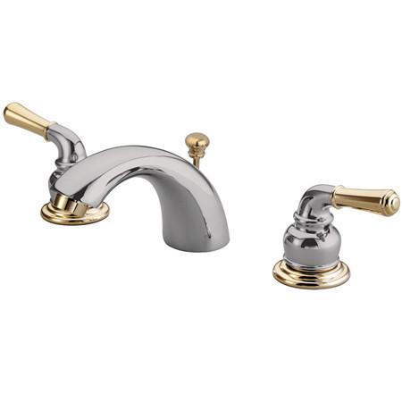Kingston Brass GKB954 Water Saving Magellan Mini Widespread Lavatory Faucet, Chrome with Polished Brass Trim Bathroom Faucet Kingston Brass 
