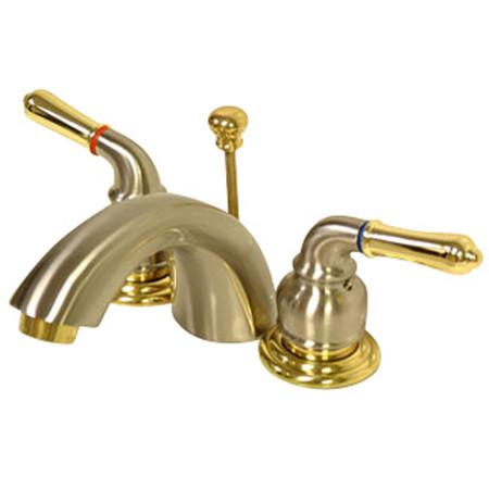 Kingston Brass GKB959 Water Saving Magellan Mini Widespread Lavatory Faucet, Satin Nickel with Polished Brass Trim Bathroom Faucet Kingston Brass 
