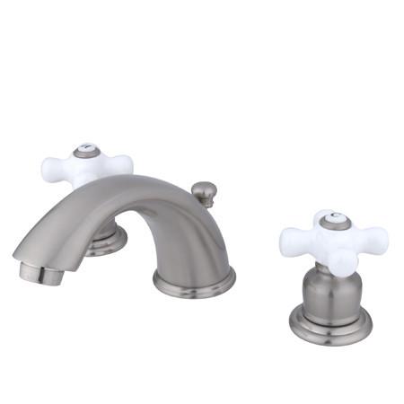 Kingston Brass GKB968PX English Country Widespread Lavatory Faucet, Satin Nickel Bathroom Faucet Kingston Brass 