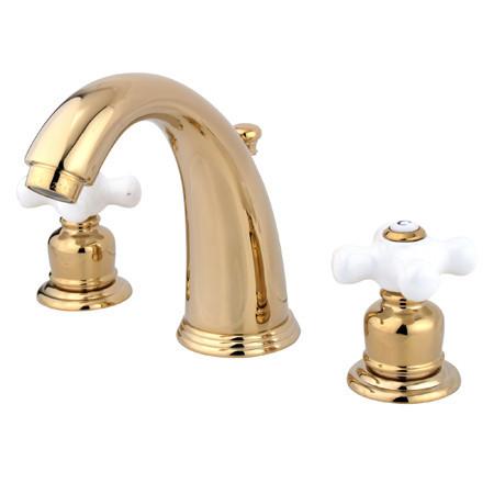 Kingston Brass GKB982PX Water Saving English Country Widespread Lavatory Faucet, Polished Brass Bathroom Faucet Kingston Brass 