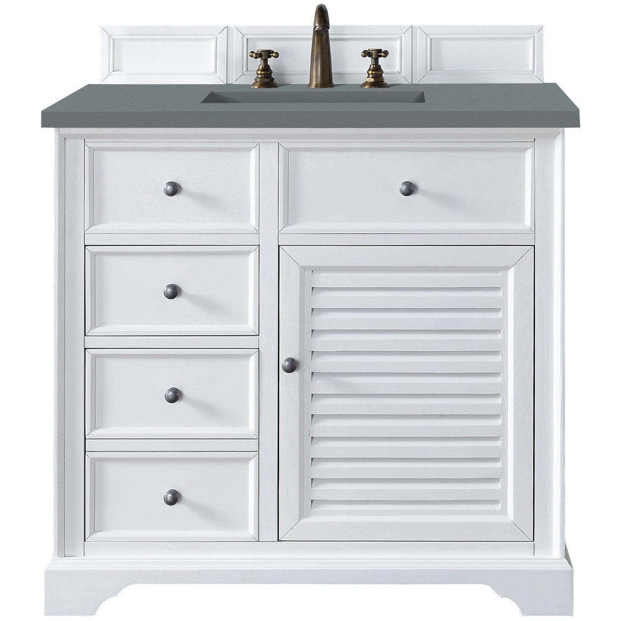 James Martin Savannah 36" Single Vanity Vanity James Martin Bright White w/ 3 CM Cala Blue Quartz Top 