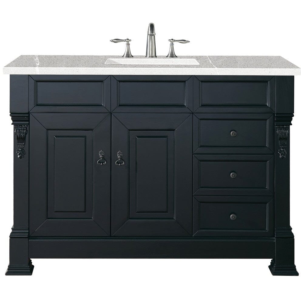 James Martin Brookfield 48" Single Vanity Vanities James Martin Antique Black w/ 3 CM Eternal Serena Quartz Top 