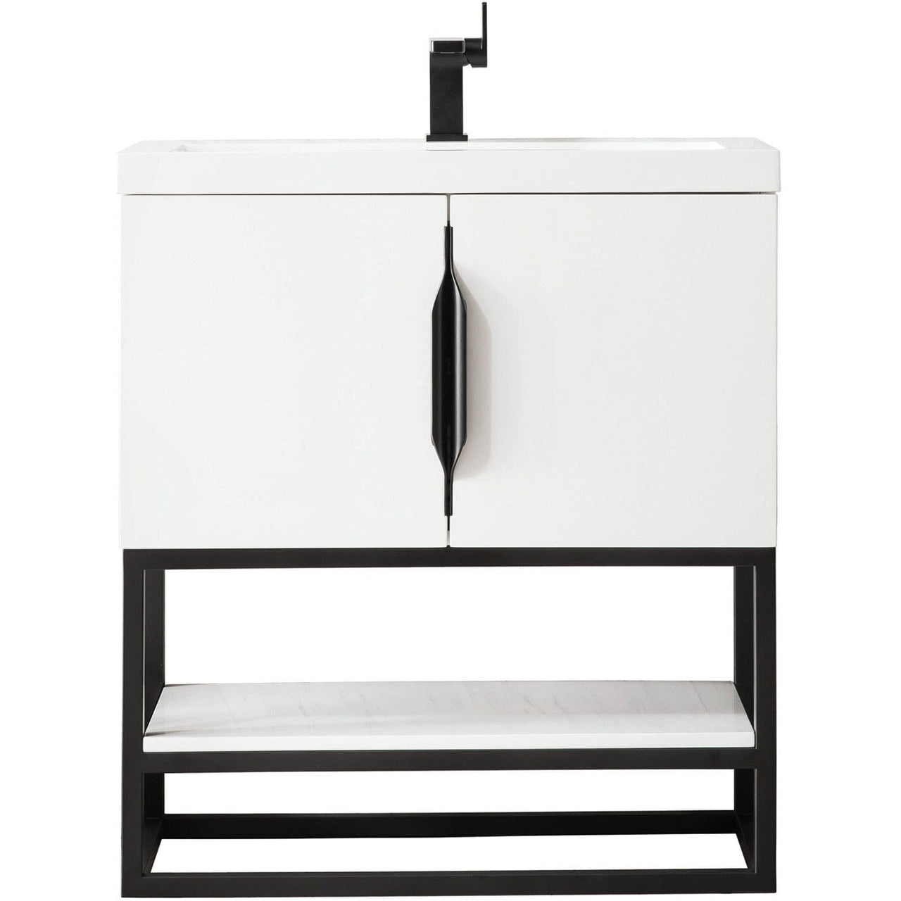 James Martin Columbia 31.5" Single Vanity Vanity James Martin Glossy White - Matte Black w/ White Glossy Composite Countertop 