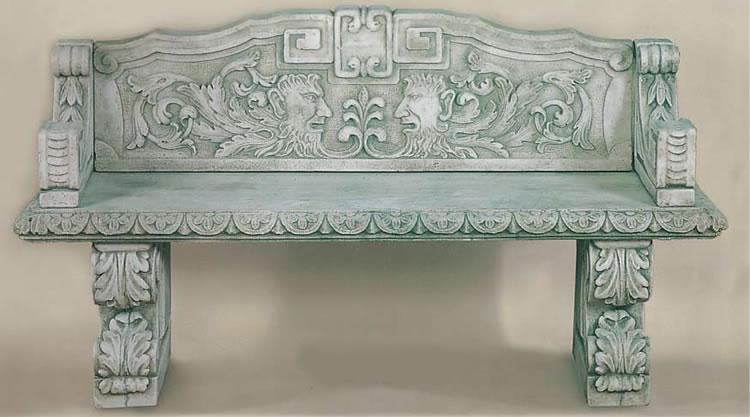 Green Man Outdoor Cast Stone Garden Bench Benches Tuscan 