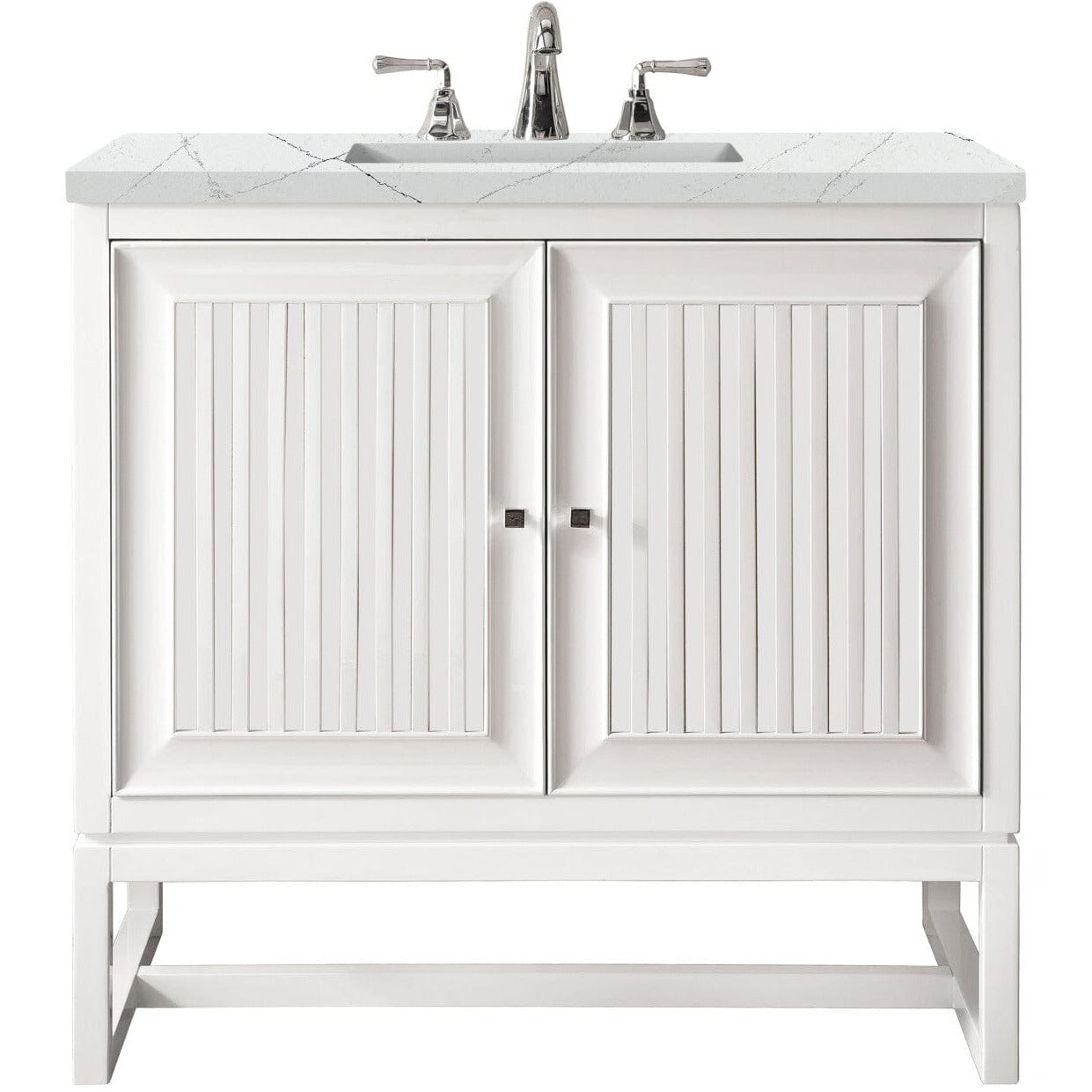 James Martin Athens 30" Single Vanity Vanity James Martin Glossy White w/ 3 CM Ethereal Noctis Top 