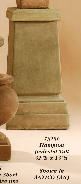 Hampton Pedestal Tall Cast Stone Outdoor Garden Planter Tuscan 