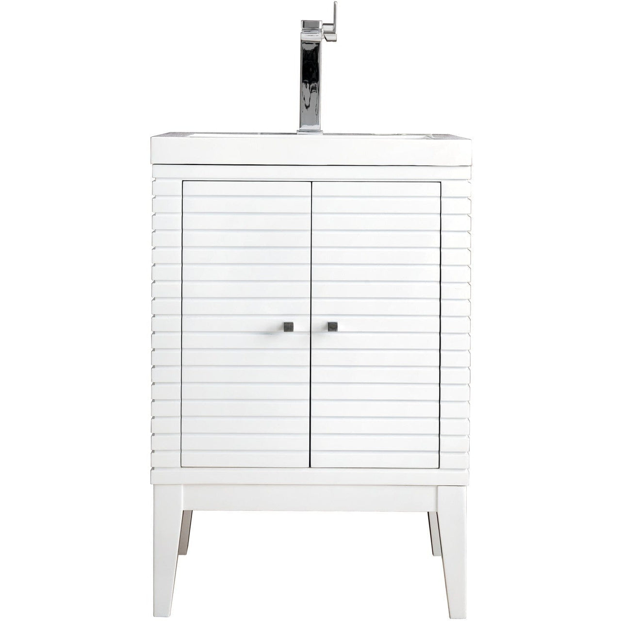 James Martin Linden 24" Single Vanity Cabinet Vanity James Martin Glossy White w/ White Glossy Composite Countertop 