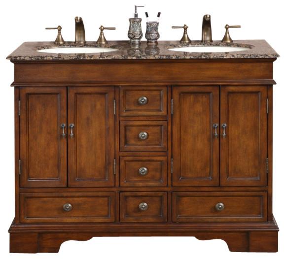 Silkroad 48" Traditional Double Sink Bathroom Vanity Vanity Silkroad Exclusive 