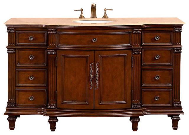 Silkroad 60" Transitional Single Sink Bathroom Vanity Vanity Silkroad Exclusive 