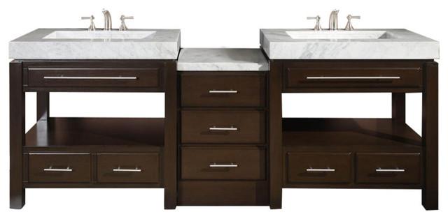 Silkroad 92" Modern Double Sink Bathroom Vanity Vanity Silkroad Exclusive 