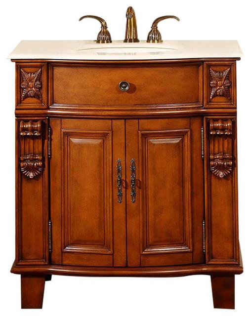 Silkroad 33" Traditional Single Sink Bathroom Vanity Vanity Silkroad Exclusive 