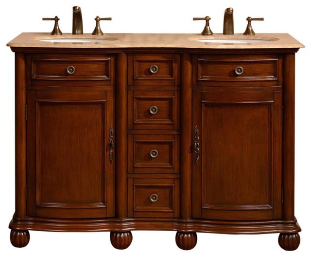 Silkroad 52" Traditional Double Sink Bathroom Vanity Vanity Silkroad Exclusive 