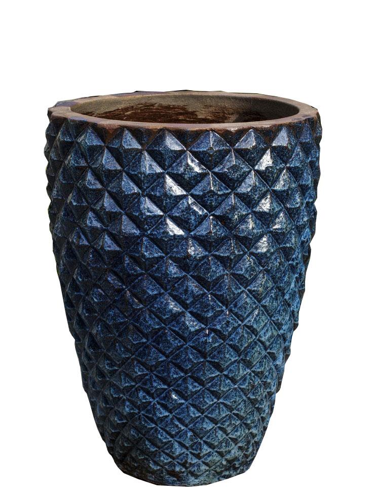 Campania International Glazed Terra Cotta Facet Planter, Tall Urn/Planter Campania International 