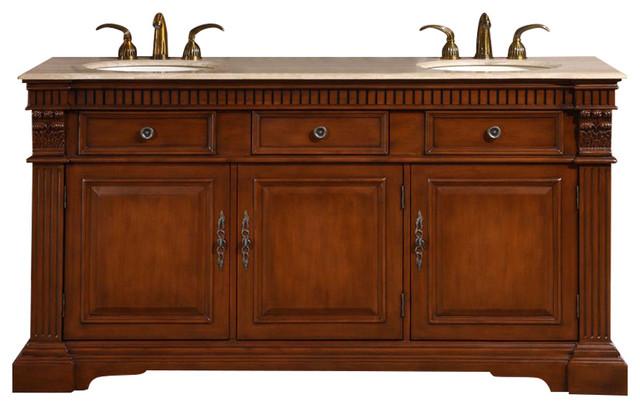 Silkroad 67" Traditional Double Sink Bathroom Vanity Vanity Silkroad Exclusive 
