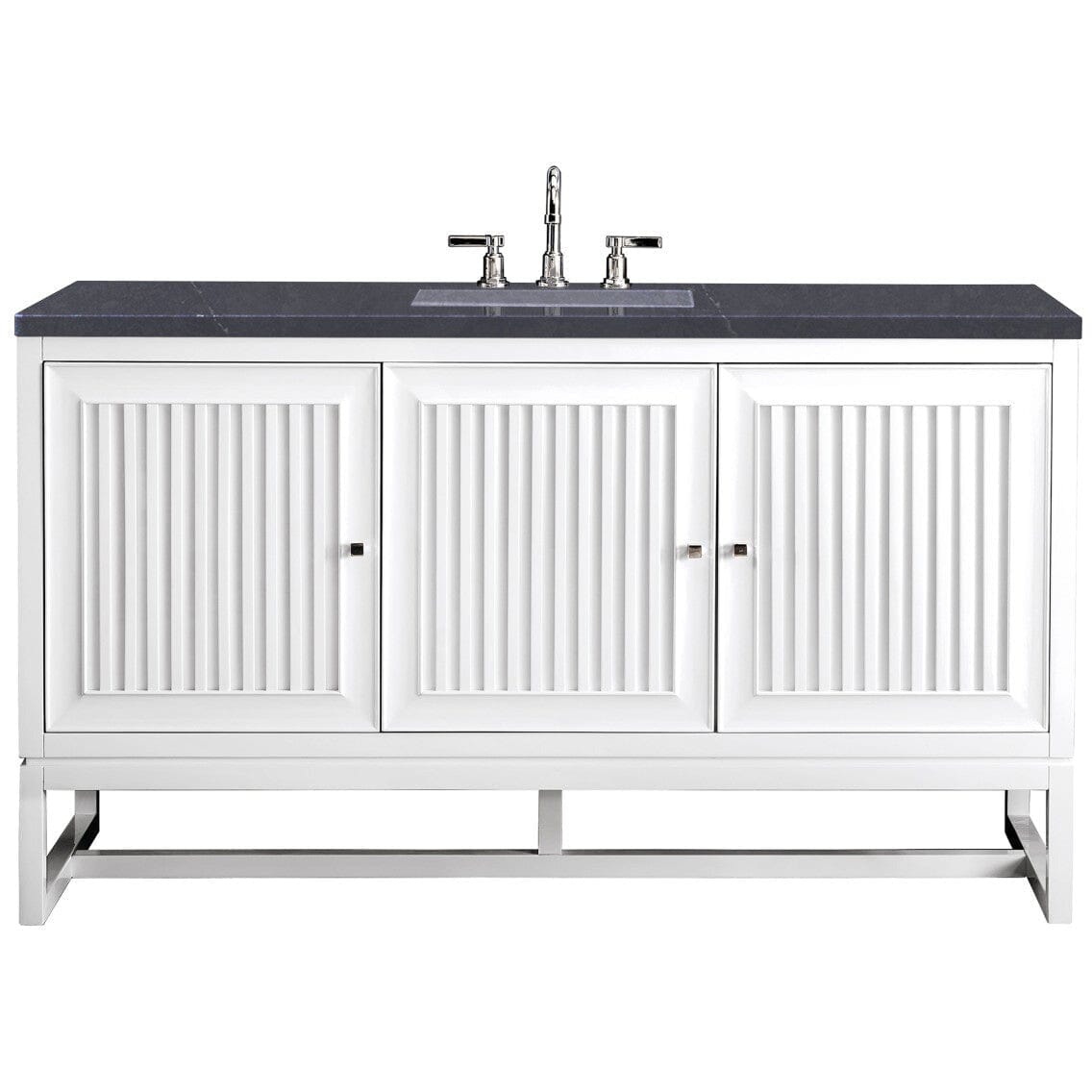 James Martin Athens 60" Single Vanity Vanity James Martin Glossy White w/ 3 CM Charcoal Soapstone Quartz Top 