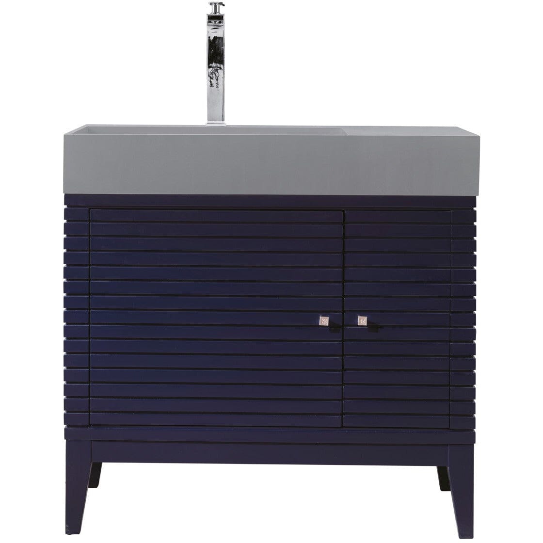 James Martin Linear 36" Single Vanity Vanity James Martin Victory Blue w/ Dusk Grey Glossy Composite Top 