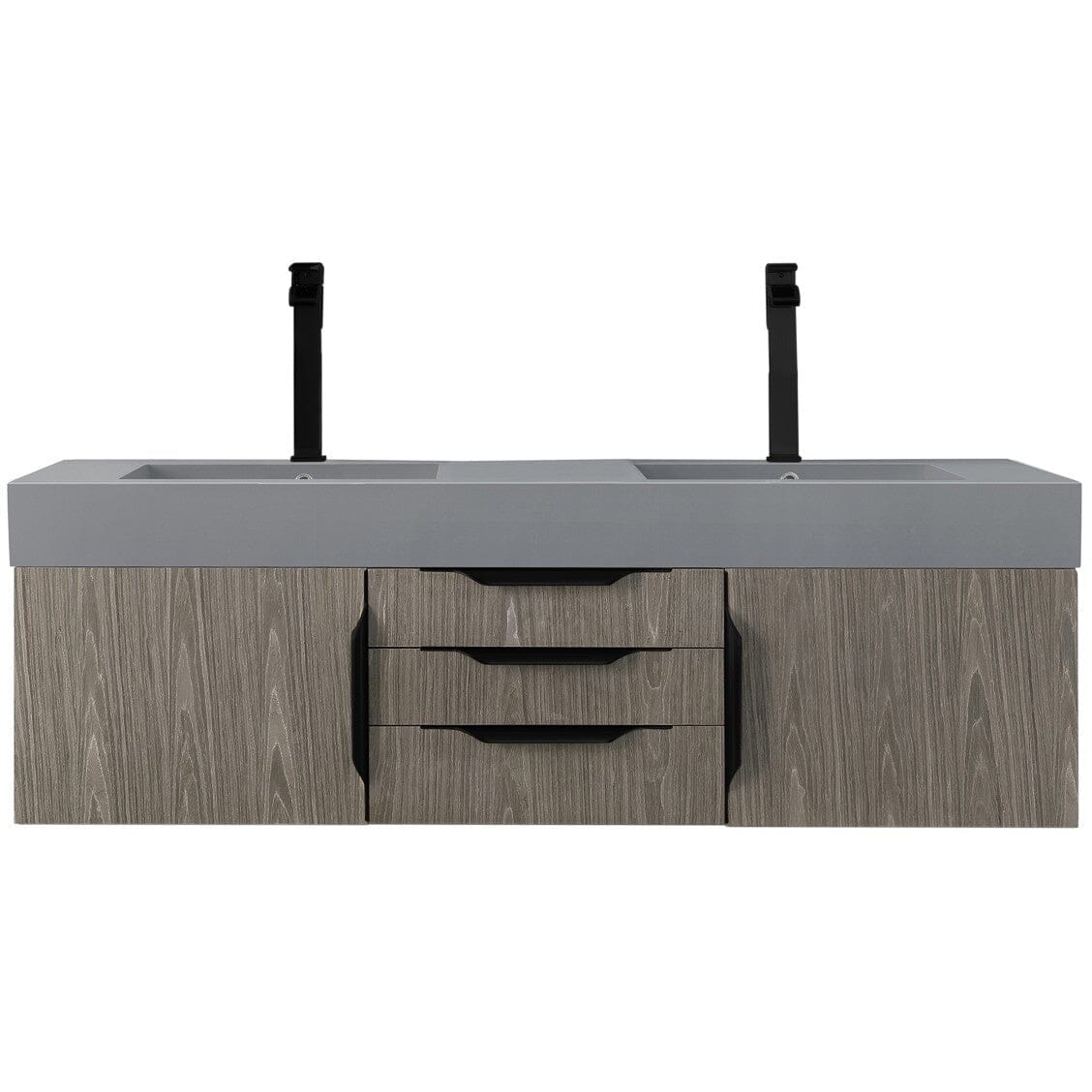 James Martin Mercer Island 59" Double Vanity Vanity James Martin Ash Gray - Matte Black w/ Dusk Grey Glossy Composite Top 