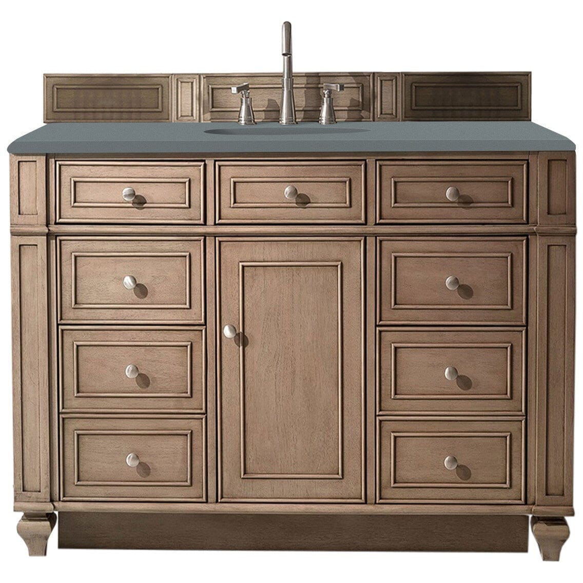 James Martin Bristol 48" Single Vanity Vanity James Martin Whitewashed Walnut w/ 3 CM Cala Blue Quartz Top 