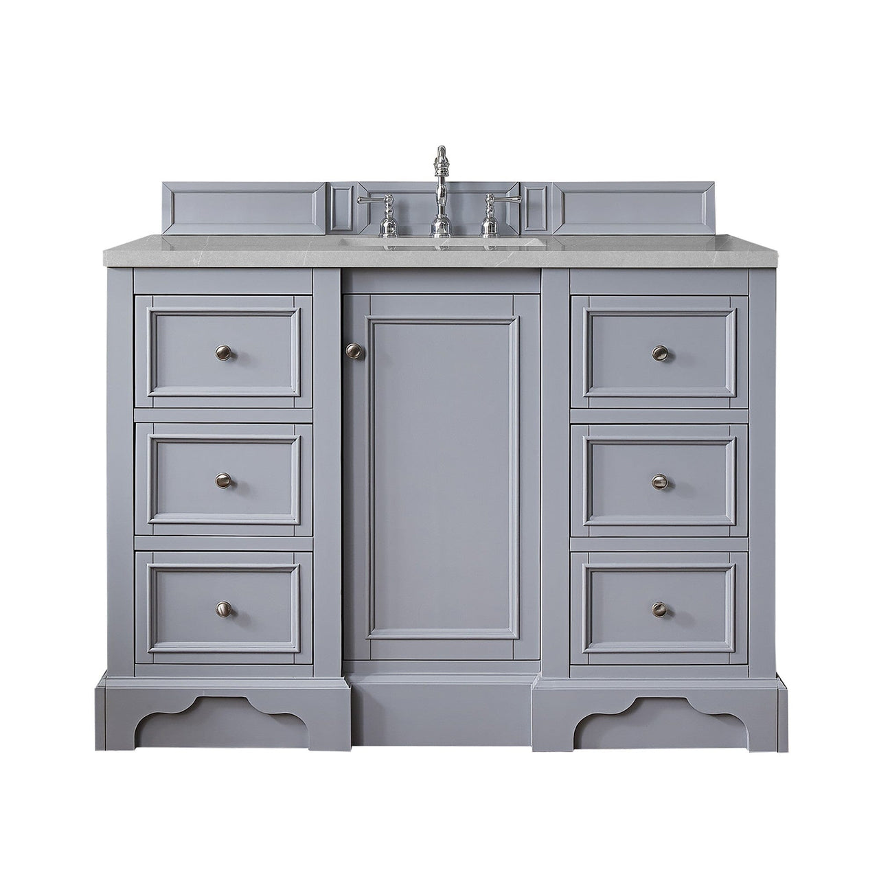 James Martin De Soto 48" Single Vanity Vanity James Martin Silver Gray w/ 3 CM Eternal Serena Quartz Top 