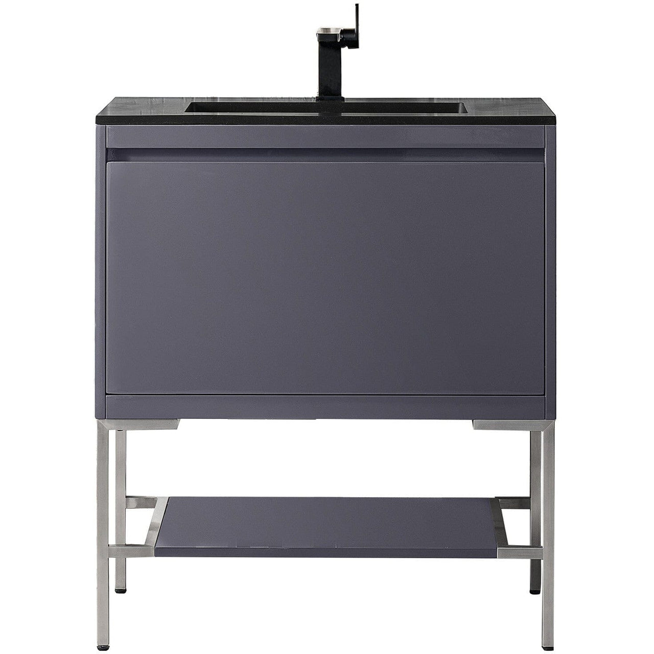 James Martin Milan 31.5" Single Vanity with Base Vanity James Martin Modern Grey - Brushed Nickel w/Charcoal Black Composite Top 