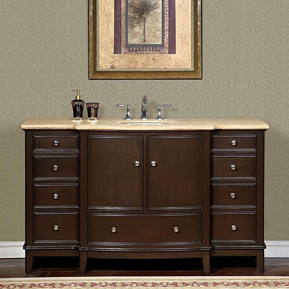 Silkroad 60" Transitional Single Sink Bathroom Vanity Vanity Silkroad Exclusive 