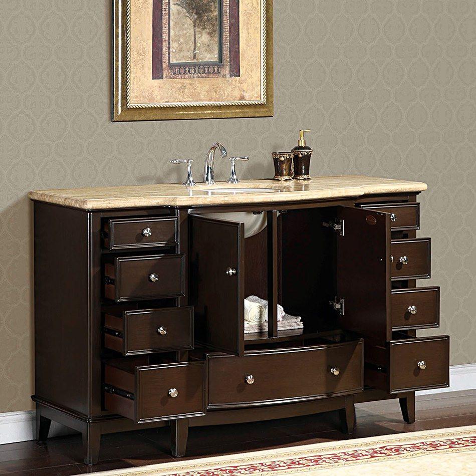 Silkroad 60" Transitional Single Sink Bathroom Vanity Vanity Silkroad Exclusive 