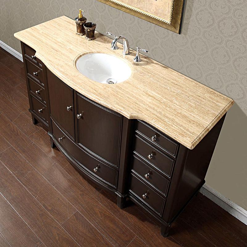 Silkroad 60" Transitional Single Sink Bathroom Vanity Vanity Silkroad Exclusive 