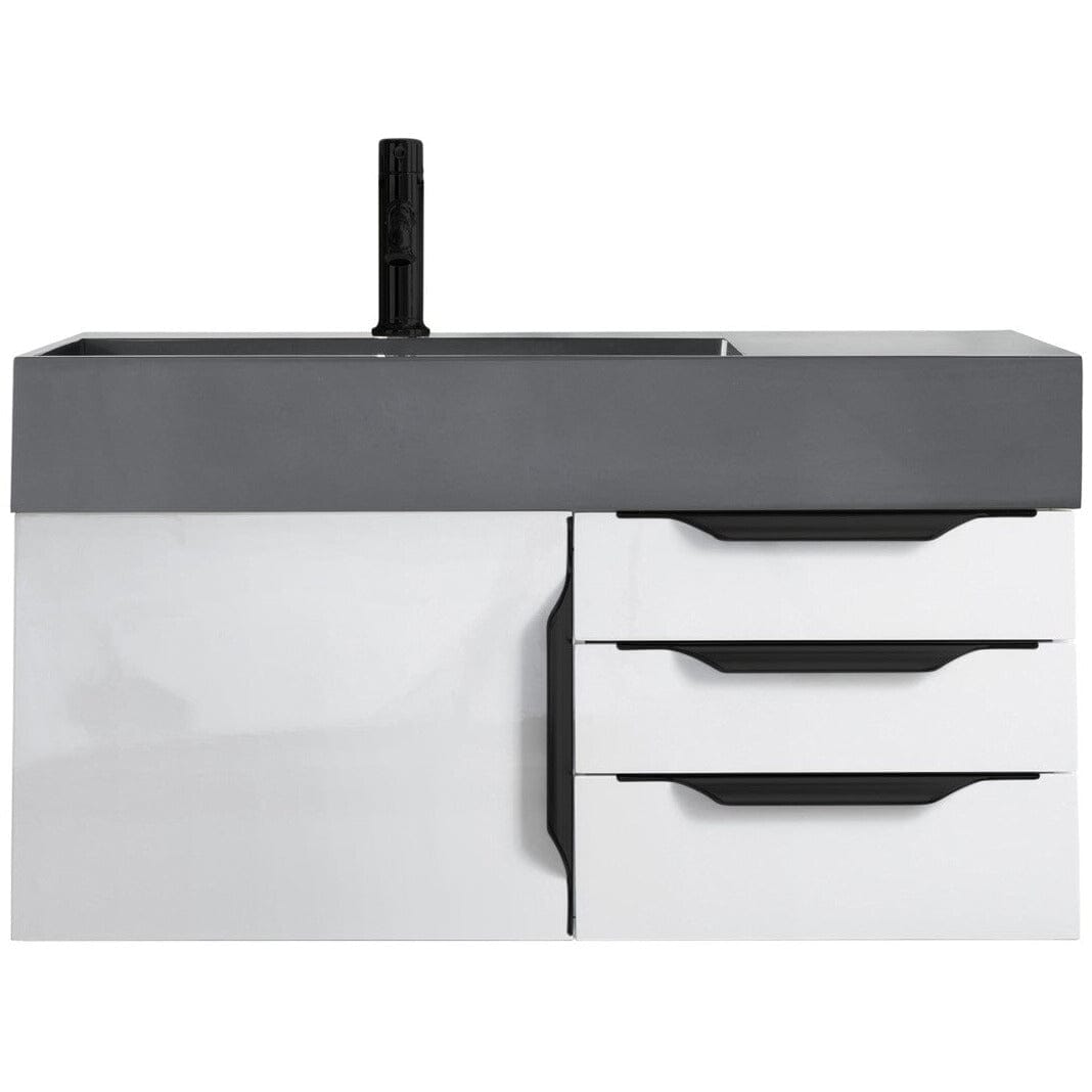 James Martin Mercer Island 36" Single Vanity Vanity James Martin Glossy White - Matte Black w/ Dusk Grey Glossy Composite Top 