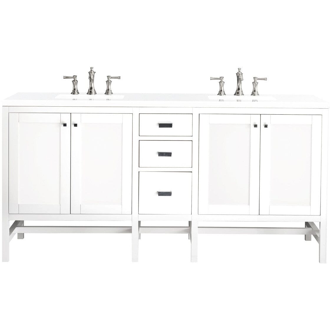 James Martin Addison 72" Double Vanity Vanity James Martin Glossy White w/ 3 CM Classic White Quartz Top 