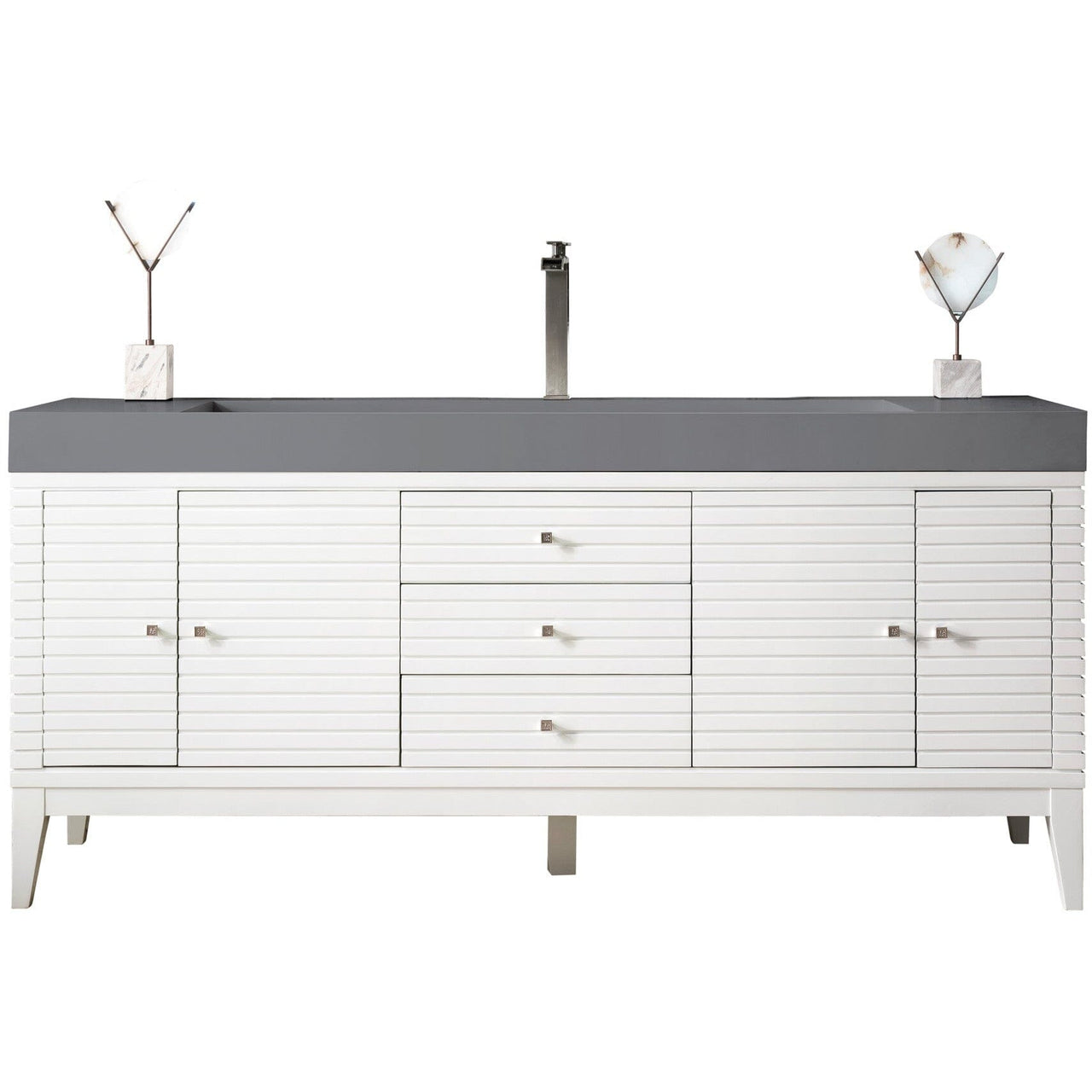 James Martin Linear 72" Single Vanity Vanity James Martin Glossy White w/ Dusk Grey Glossy Composite Top 