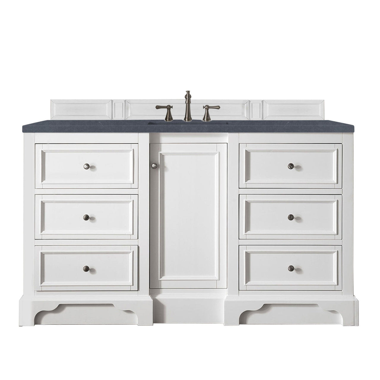 James Martin De Soto 60" Single Vanity Vanity James Martin Bright White w/ 3 CM Charcoal Soapstone Quartz Top 