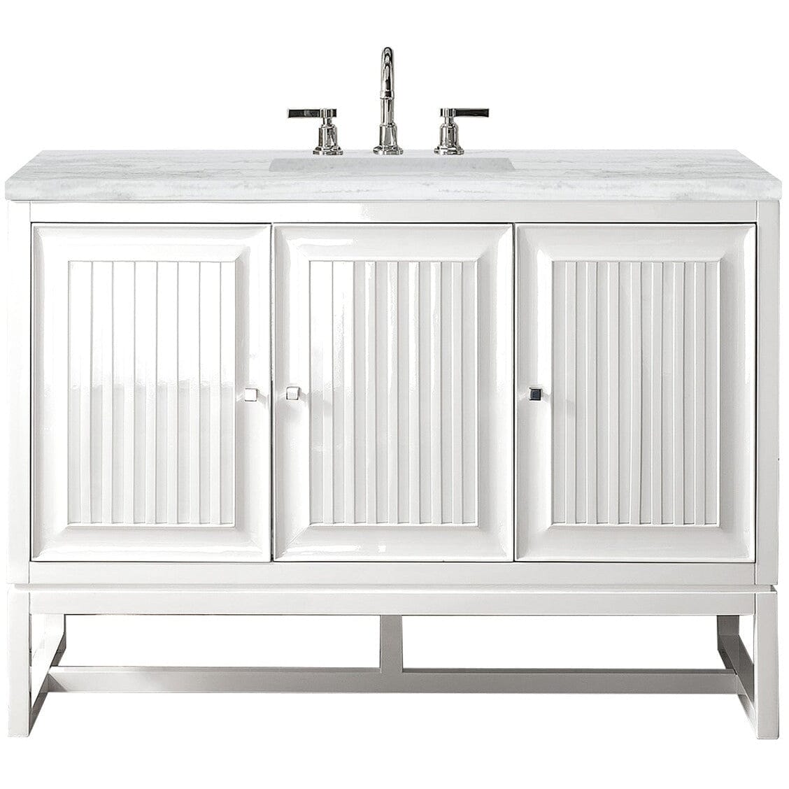 James Martin Athens 48" Single Vanity Vanity James Martin Glossy White w/ 3 CM Arctic Fall Solid Surface Countertop 