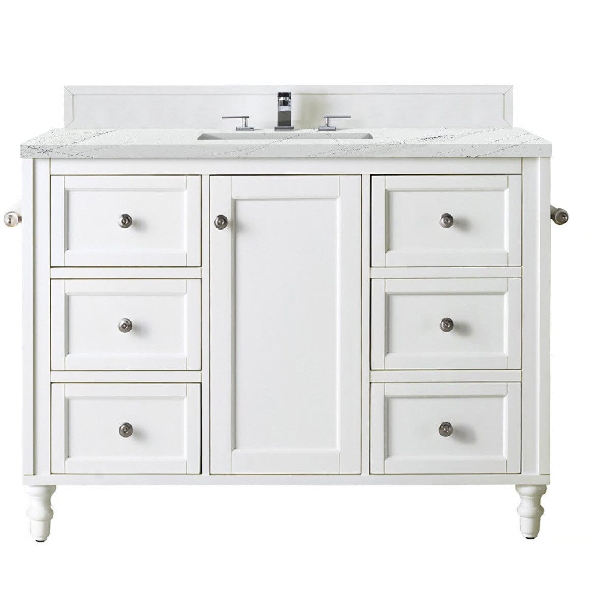 James Martin Copper Cove Encore 48" Single Vanity Vanity James Martin Bright White w/ 3 CM Ethereal Noctis Quartz Top 