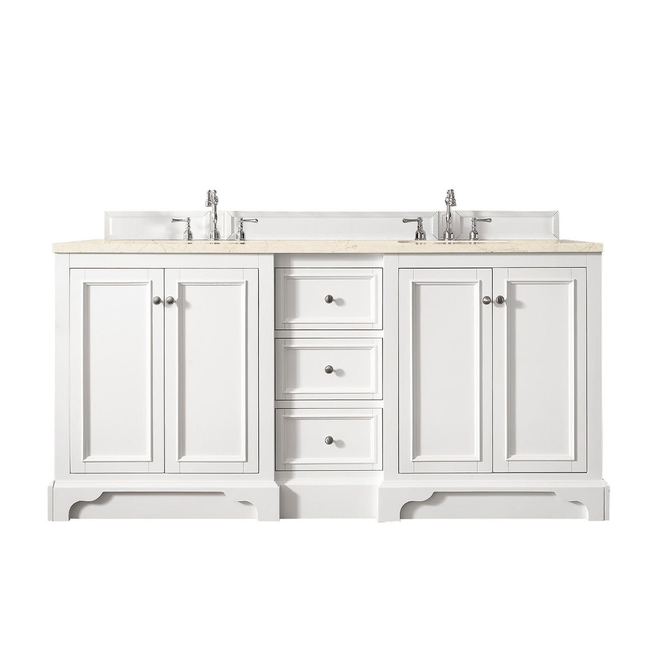James Martin De Soto 72" Double Vanity Vanity James Martin Bright White w/ 3 CM Eternal Marfil Quartz Top 