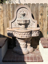 Thumbnail for Deruta Lemon Wall Cast Stone Outdoor Water Fountain With Spout Fountain Tuscan 