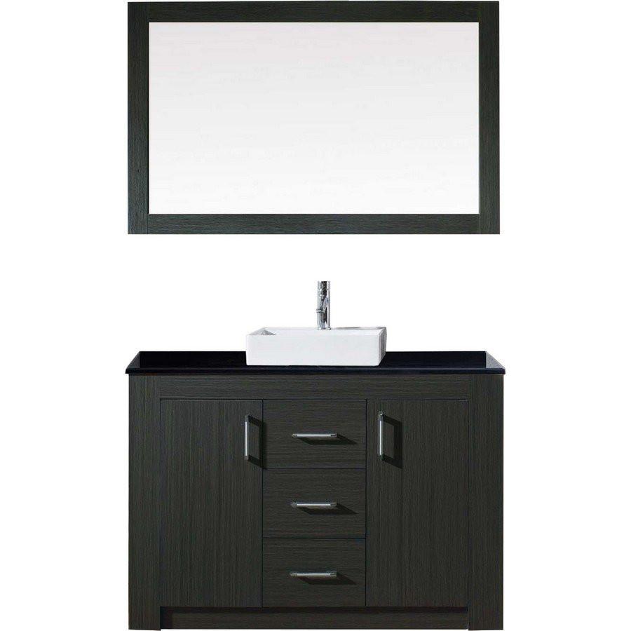 Virtu USA Tavian 48" Single Square Sink Zebra Grey Top with Polished Chrome Faucet and Mirror Vanity Virtu USA 