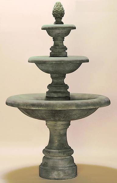 Newcastle Three Tier Cast Stone Outdoor Fountain Fountain Tuscan 