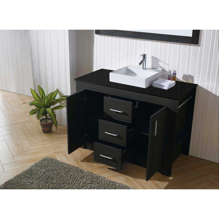 Virtu USA Tavian 48" Single Square Sink Zebra Grey Top with Polished Chrome Faucet and Mirror Vanity Virtu USA 