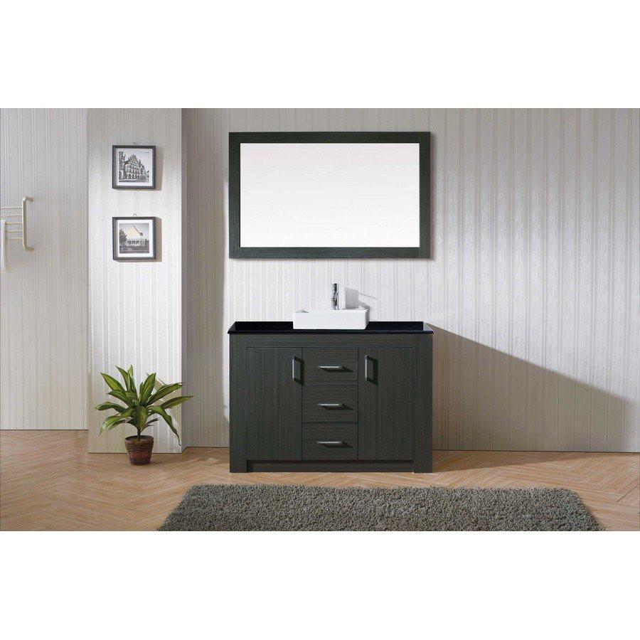 Virtu USA Tavian 48" Single Square Sink Zebra Grey Top with Polished Chrome Faucet and Mirror Vanity Virtu USA 