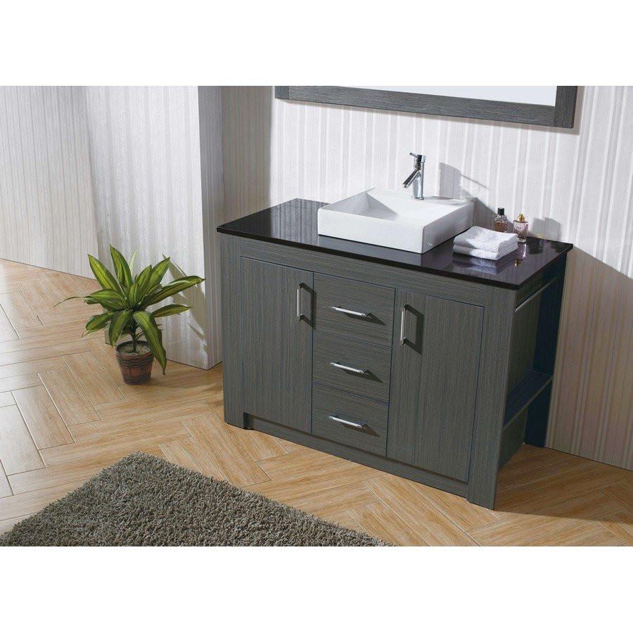 Virtu USA Tavian 48" Single Square Sink Zebra Grey Top with Polished Chrome Faucet and Mirror Vanity Virtu USA 