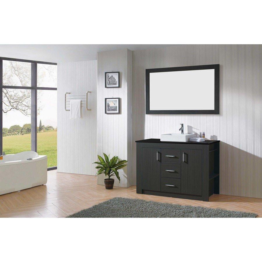 Virtu USA Tavian 48" Single Square Sink Zebra Grey Top with Polished Chrome Faucet and Mirror Vanity Virtu USA 