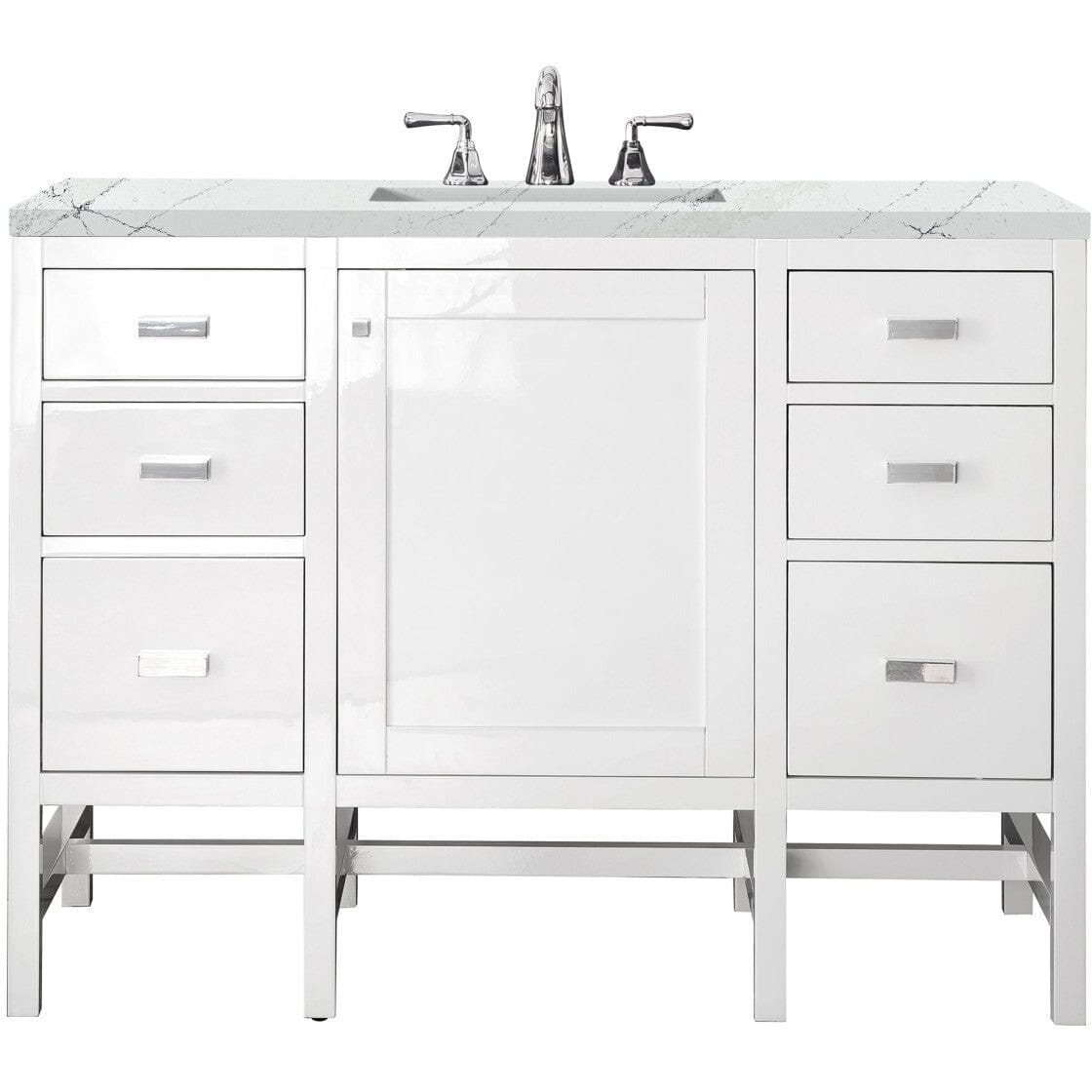 James Martin Addison 48" Single Vanity Vanity James Martin Glossy White w/ 3 CM Ethereal Noctis Top 