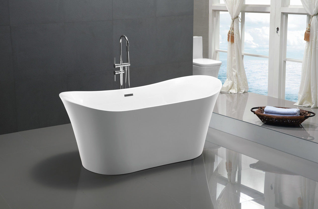 ANZZI Eft Series 5.58 ft. Freestanding Bathtub in White FreeStanding Bathtub ANZZI 