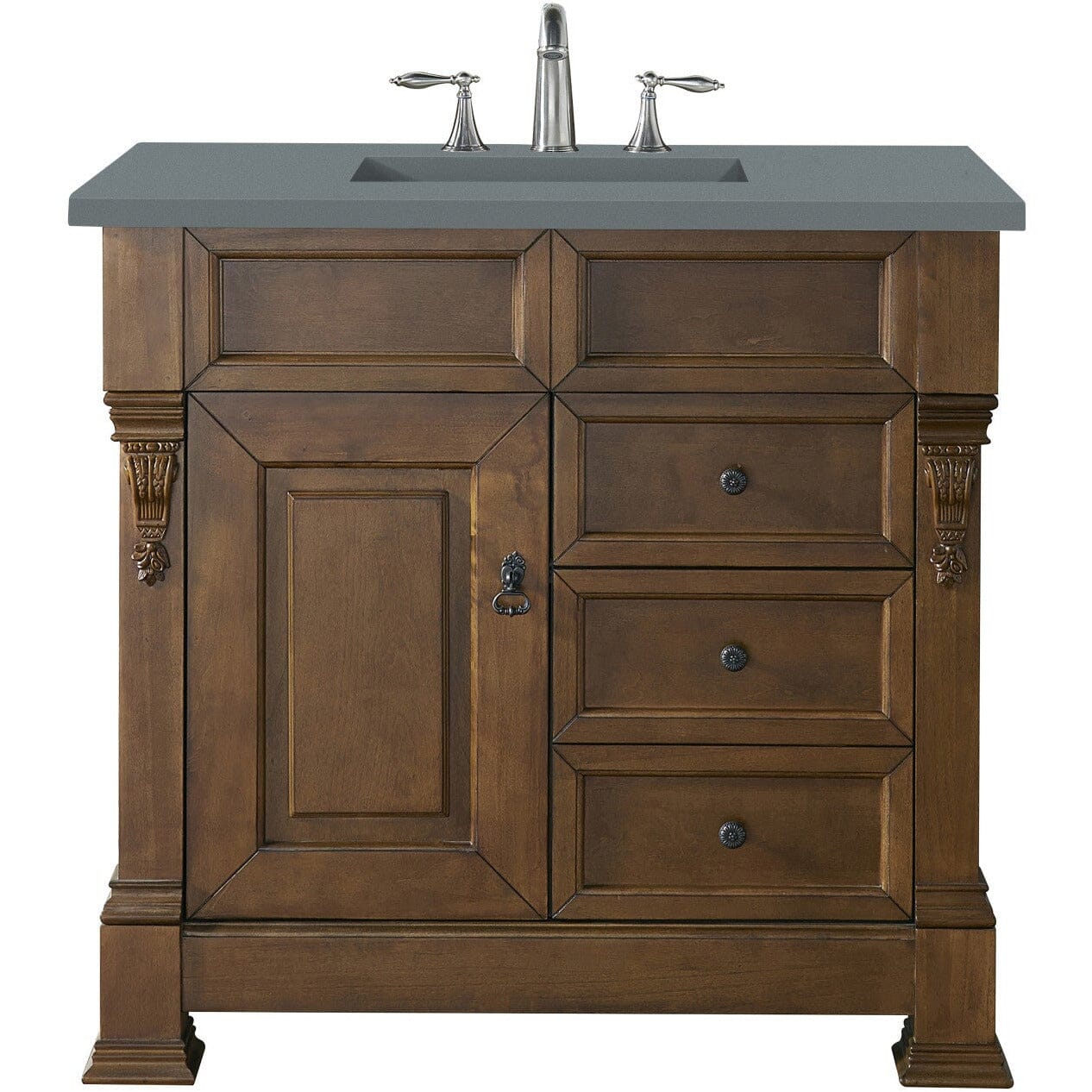 James Martin Brookfield 36" Single Vanity Vanities James Martin Country Oak w/ 3 CM Cala Blue Quartz Top 
