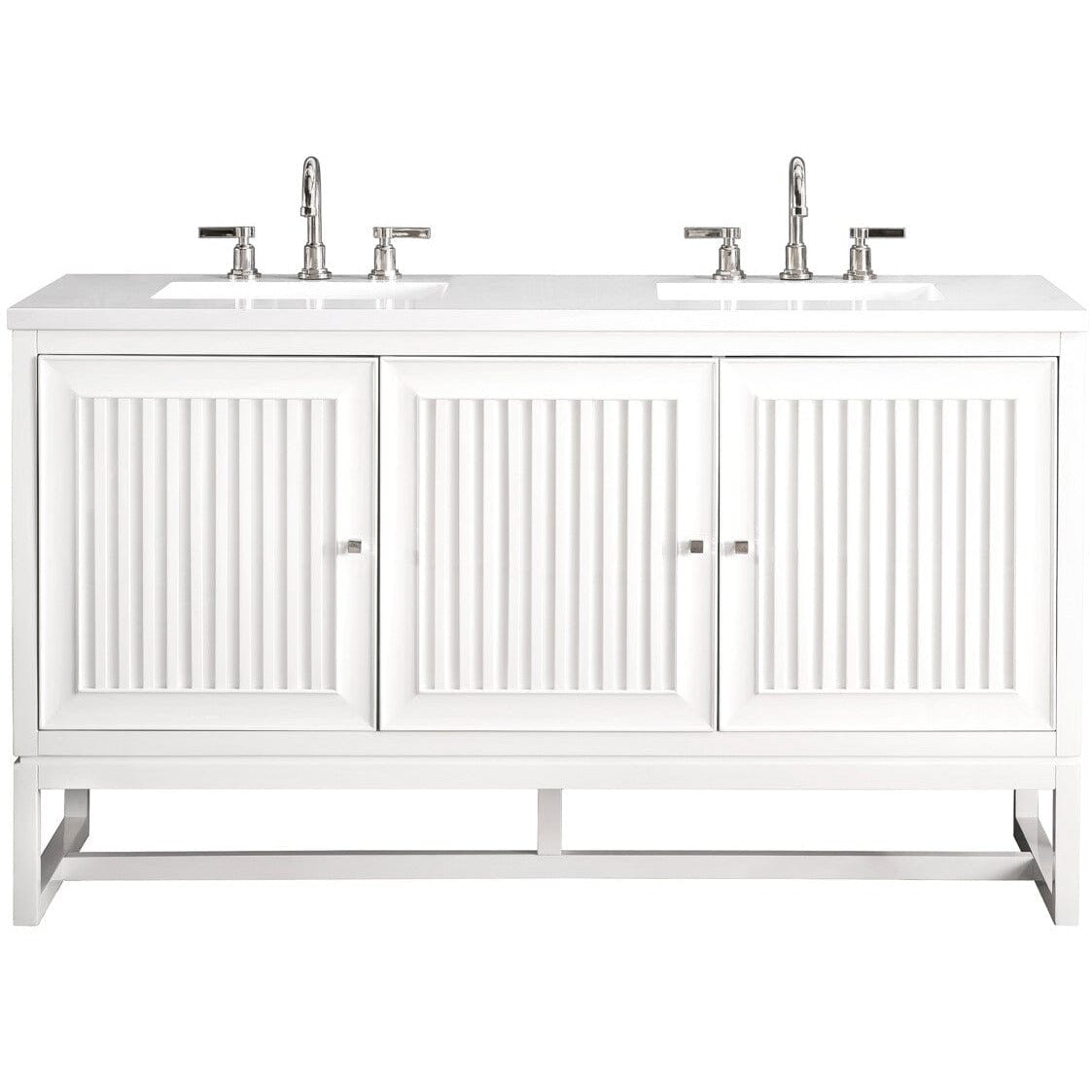James Martin Athens 60" Double Vanity Vanity James Martin Glossy White w/ 3 CM Classic White Quartz Top 