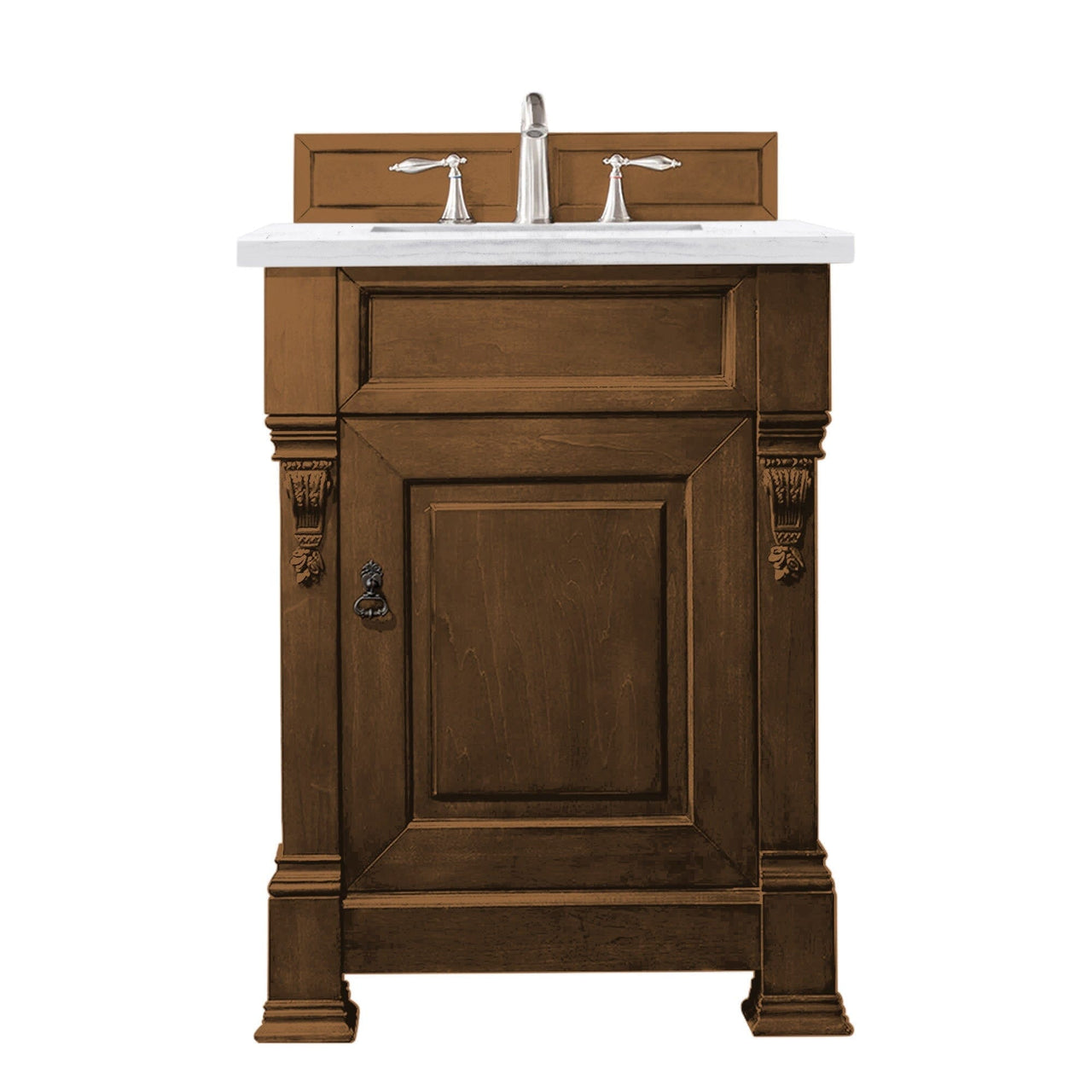 James Martin Brookfield 26" Single Vanity Vanities James Martin Country Oak w/ 3 CM Arctic Fall Solid Surface Top 