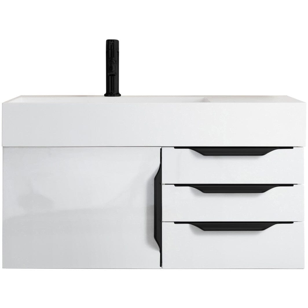 James Martin Mercer Island 36" Single Vanity Vanity James Martin Glossy White - Matte Black w/ Glossy White Composite Top 