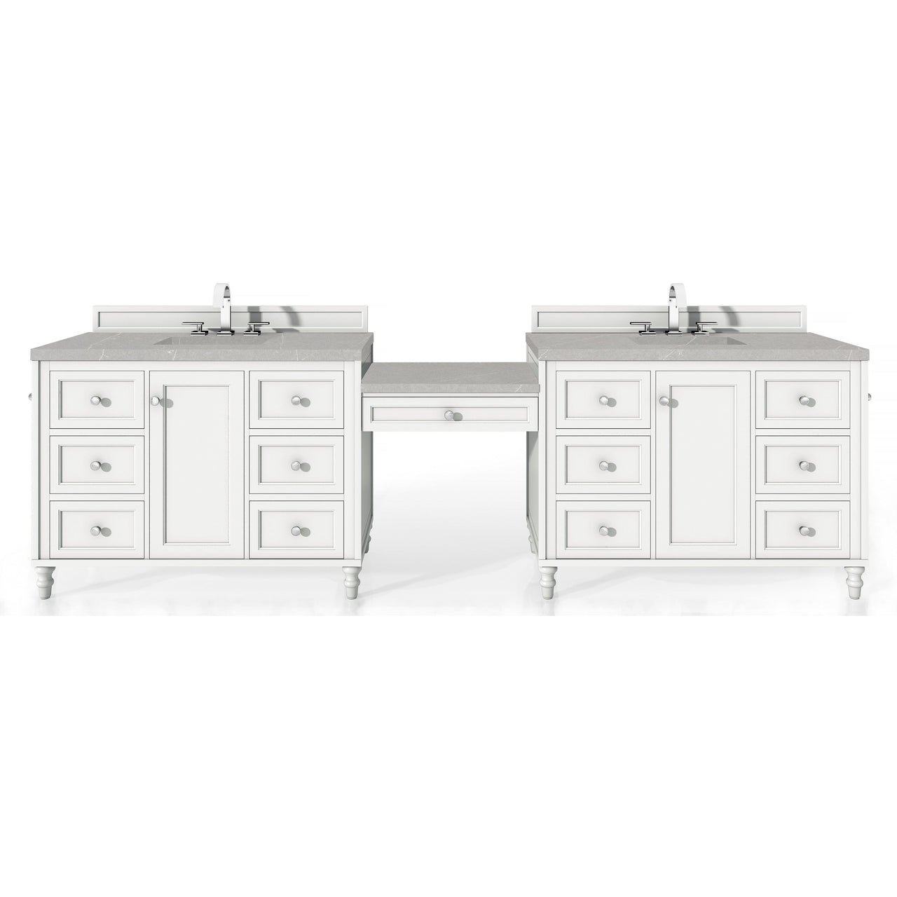 James Martin Copper Cove Encore 122" Double Vanity Set Vanity James Martin Bright White w/ 3 CM Eternal Serena Quartz Top 