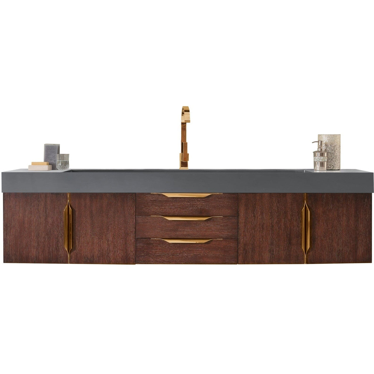 James Martin Mercer Island 72" Single Vanity Vanity James Martin Coffee Oak - Radiant Gold w/ Dusk Grey Glossy Composite Top 