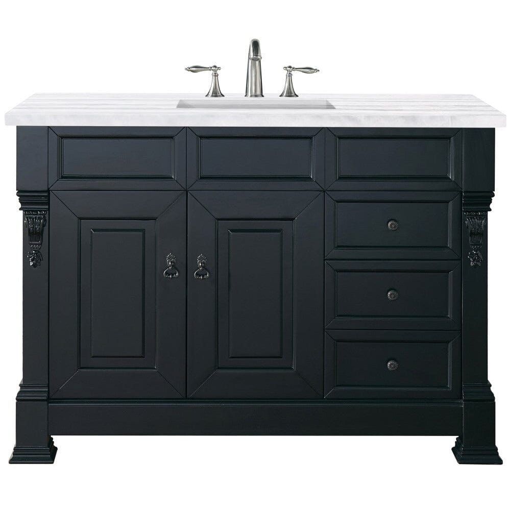 James Martin Brookfield 48" Single Vanity Vanities James Martin Antique Black w/ 3 CM Arctic Fall Solid Surface Top 
